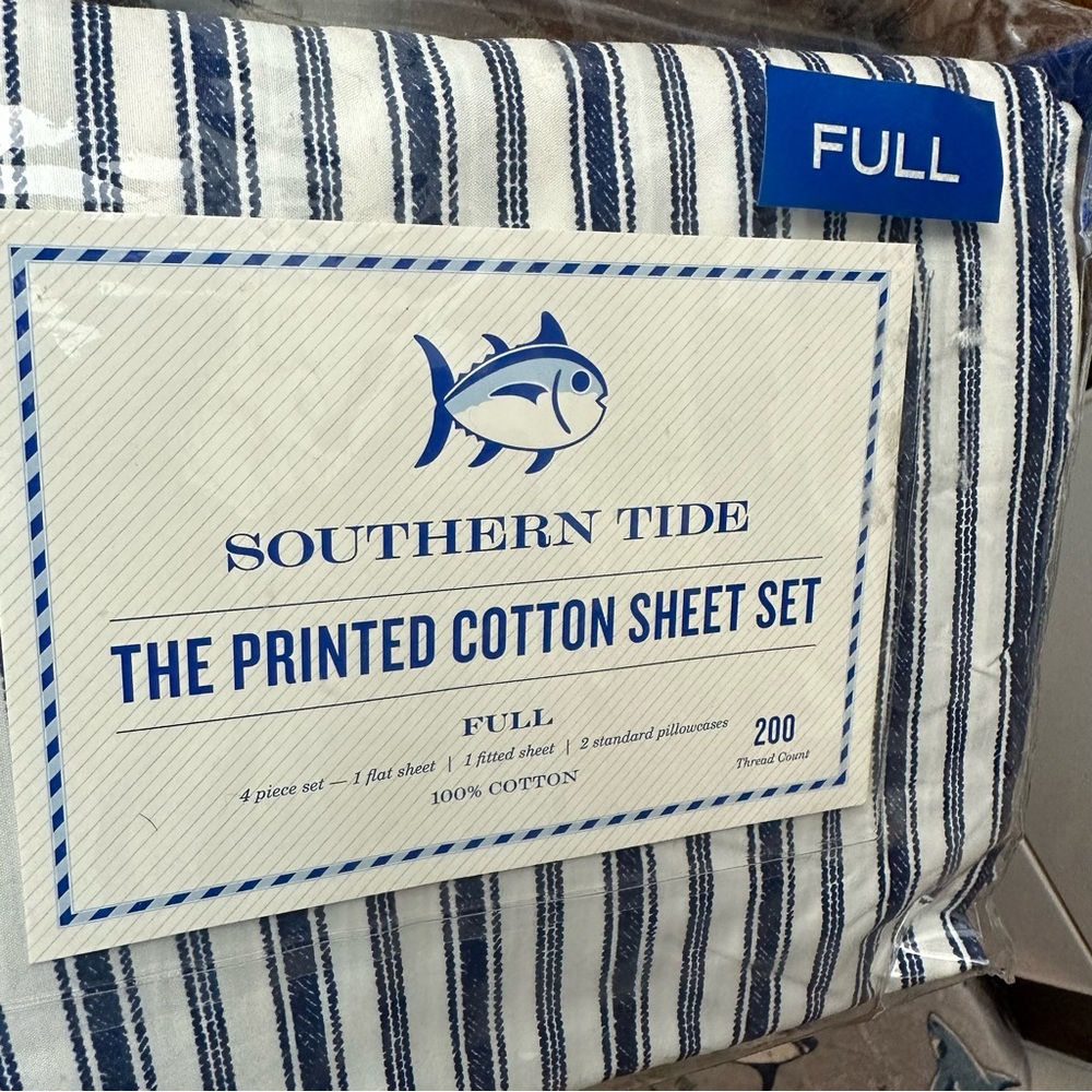 NIB SOUTHERN TIDE  Size FULL  Printed Cotton Sheet Set